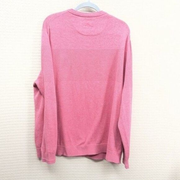 Tommy Bahama Pink Cotton/Coolmax Stretch V-Neck Sweater Pullover Men Size XXL - Picture 7 of 10